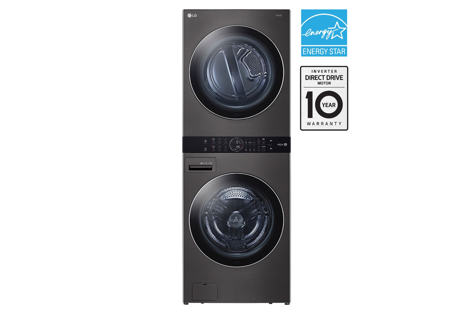 Front view of 5.2 cu.ft. and 7.4 cu.ft. WashTower<sup>®</sup> with TurboSteam<sup>®</sup> Gas Dryer WKGX201HBA