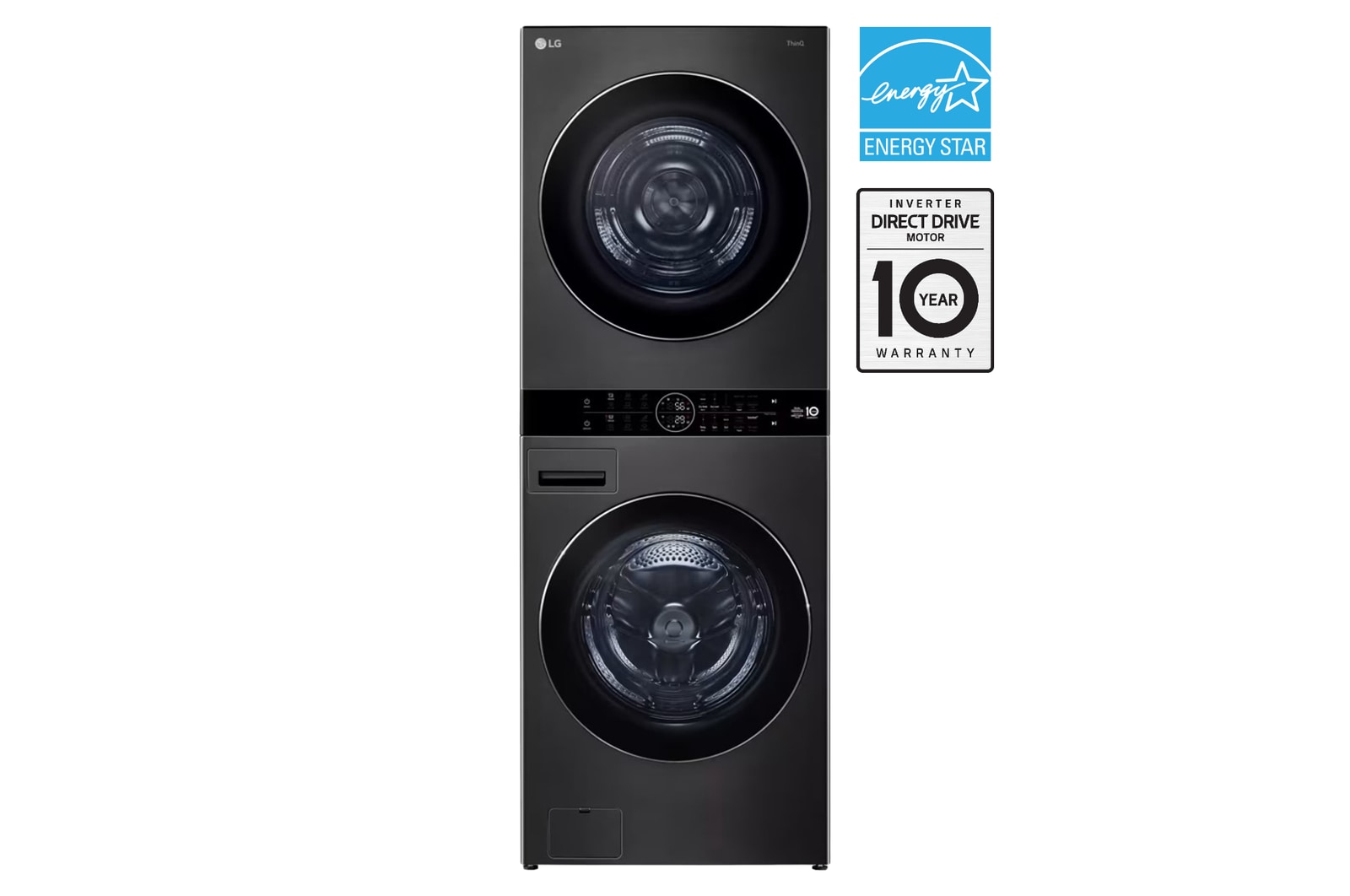 Front view of WashTower™ with DirectDrive® Heat Pump Dryer, 5.8 cu. ft. Washer, 7.8 cu. ft. Dryer   WKHC252HBA