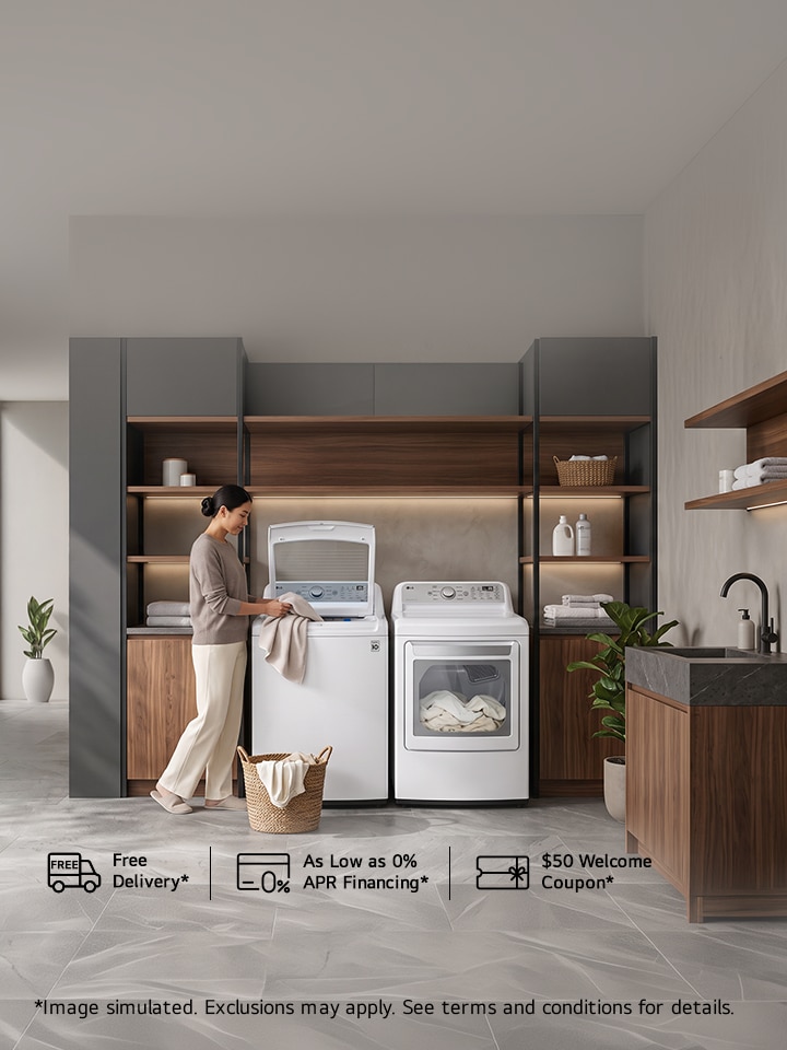 Get this laundry pair for just $1,699.98. Save an extra $100 on the pair in cart and enjoy free delivery. Only at LG.ca!