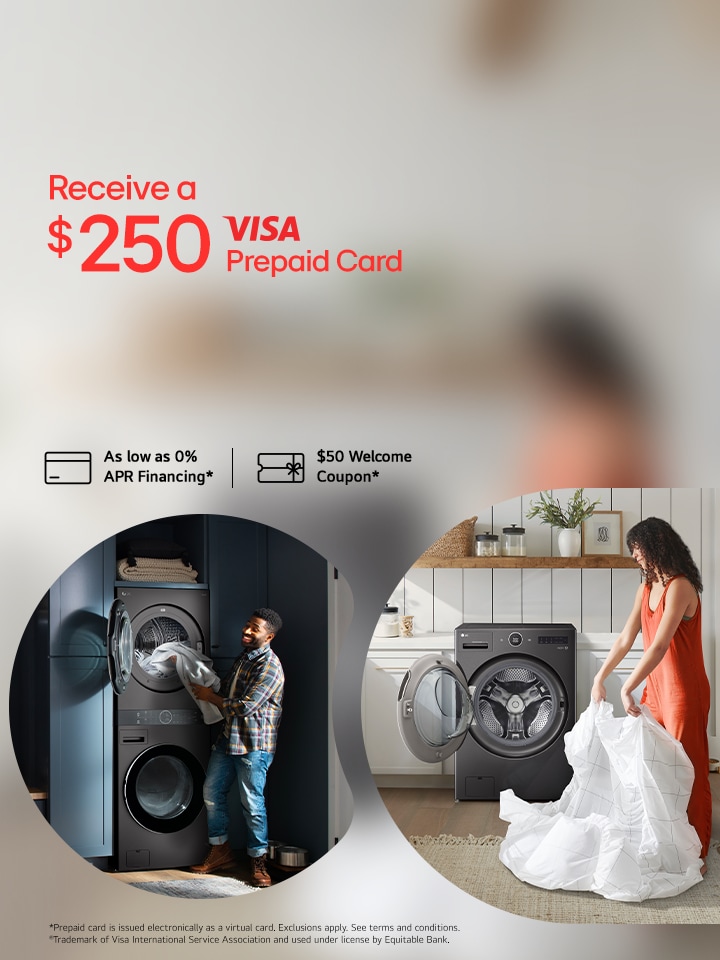 Love to laundry: Receive a $250 VISA Prepaid Card when you purchase any LG WashTower® or LG WashCombo®