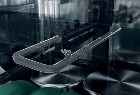 Close-up of an LG dishwasher interior rack designed to securely hold stemware