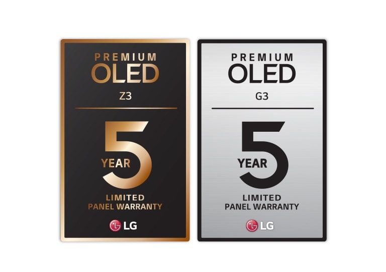 The logo of 5 year warranty for Z3. The logo of 5 year warranty for G3.