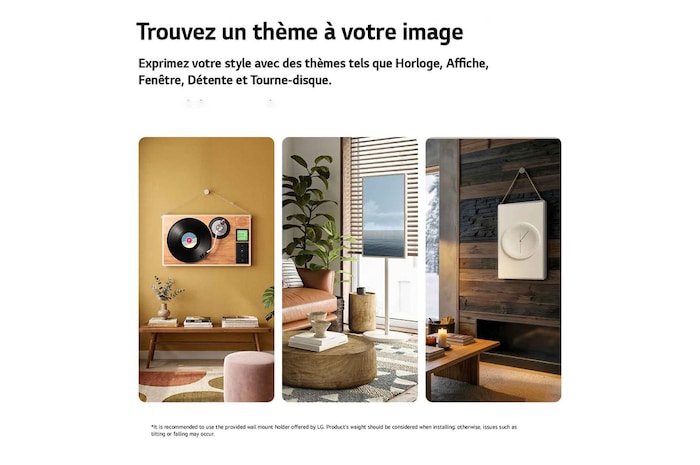 LG StanbyME 2 Max LX6 Movable Screen showcased as a Mood Maker, highlighting how it helps personalize your space—transforming into a window, poster, relaxing visuals, music turntable, or a clock.