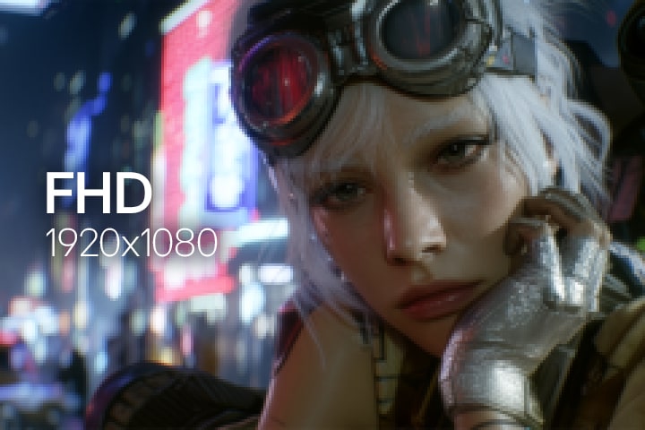 Display switching from 27-inch 16:9 FHD to ultra-high 5K resolution, highlighting increased detail and immersion in gameplay