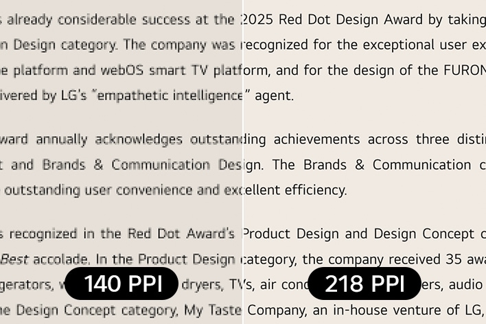 UltraGear gaming monitor (27GM950B) with 218 PPI for precision and clarity in productivity compared to 140 PPI