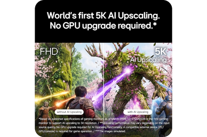 Front view of 27-inch UltraGear evo GM9, Hyper Mini LED Gaming Monitor with Dual Mode (5K 165Hz or QHD 330Hz) (27GM950B)