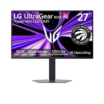 Front view of 27-inch UltraGear evo GM9, Hyper Mini LED 5K Gaming Monitor 27GM950B-B