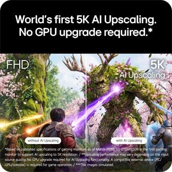 Front view of 27-inch UltraGear evo GM9, Hyper Mini LED Gaming Monitor with Dual Mode (5K 165Hz or QHD 330Hz) (27GM950B)