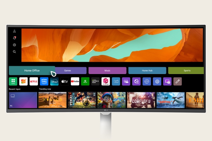 webOS enables you to remotely access your PC and Cloud PC via Remote PC. This functionality lets you utilize various home office services, including video conferencing and cloud-based applications, all without a PC.