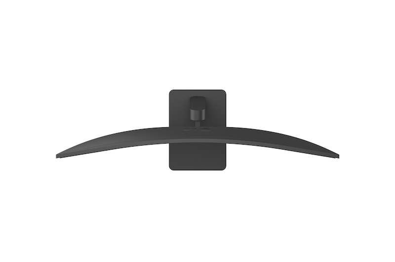 Top view of LG UltraWide Curved monitor showing curved panel shape and stand mounting structure.