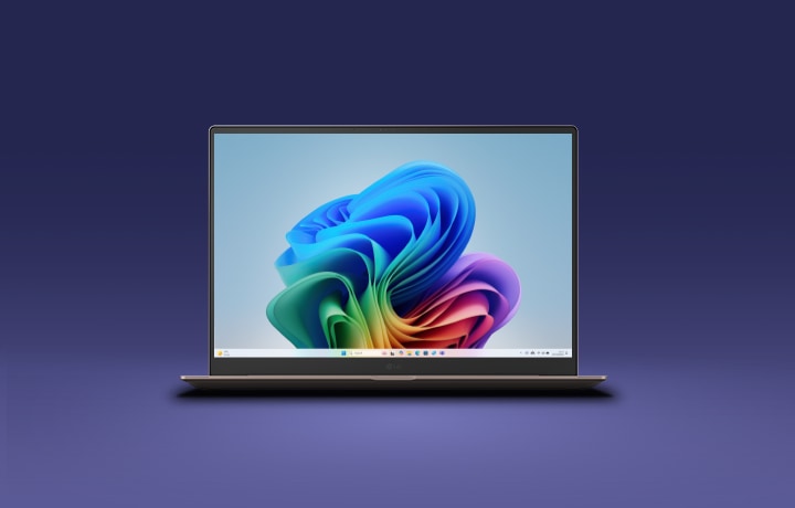 This image shows an LG Gram AI laptop on a dark background, illustrating remote security protection through ThinQ, with the device displayed as securely managed and protected even when accessed or controlled remotely.