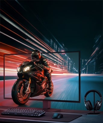 Motorcycle coming out of an LG monitor