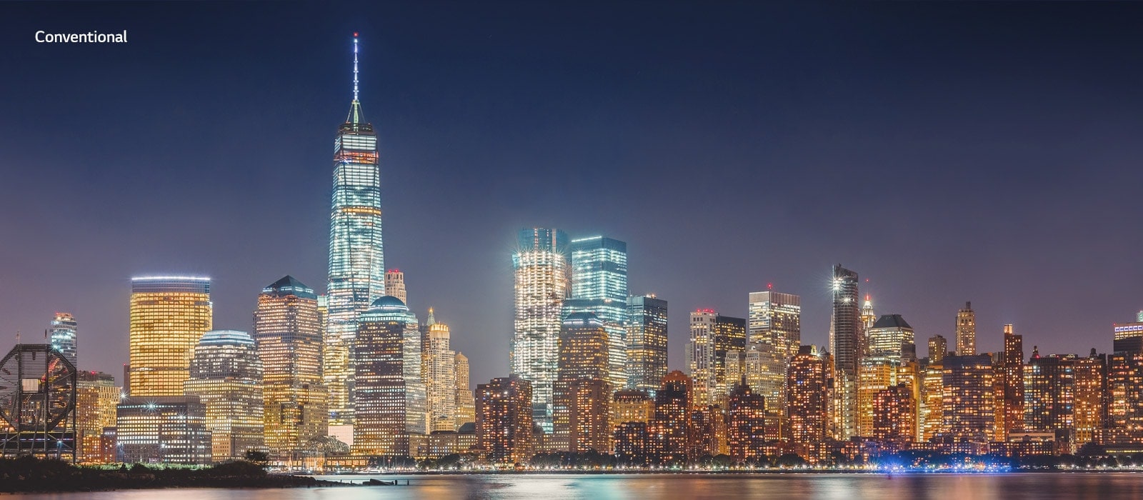 Slider comparison of picture quality of a nighttime cityscape