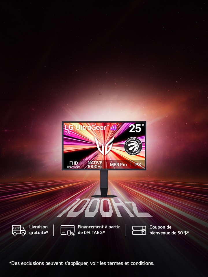 Premier moniteur de jeu Full HD natif 1000 Hz au monde. Carte VISA🅫 prépayée de 200 $ en précommandant. Exclusivement sur LG.ca !