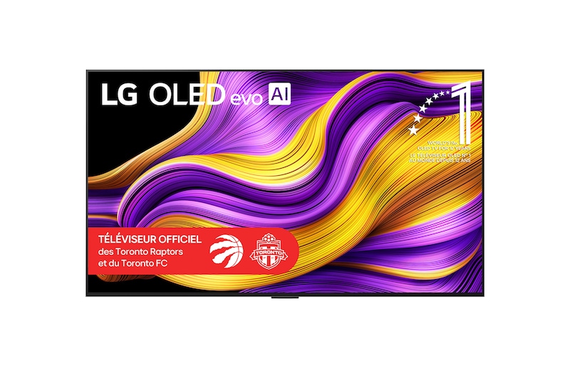 Vue avant de 65 pouces LG OLED evo AI G5 4K Smart TV 2025 (Support de fixation murale inclus) OLED65G5WUA