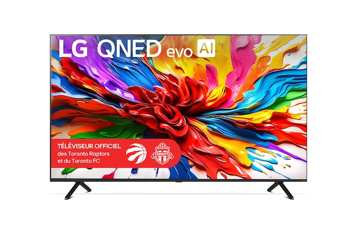 Vue de face de 75 pouces LG QNED evo AI QNED92 MiniLED 4K Smart TV 2025 75QNED92AUA