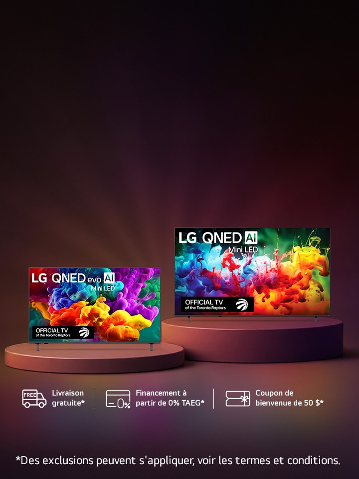 Volume couleur certifié 100 %. TVs QNED 2026 à partir de 449,99 $. Couleurs éclatantes et réalistes.