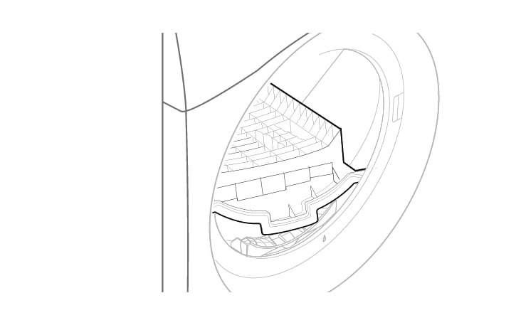 Assurez-vous que la trousse de superposition de la sécheuse soit uniformément placée à l'intérieur du tambour et sur le bord de la porte