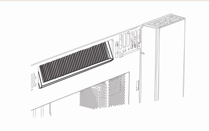Faites glisser un nouveau filtre à charbon à la place Le filtre doit être fixé à l’angle indiqué sur l’illustration