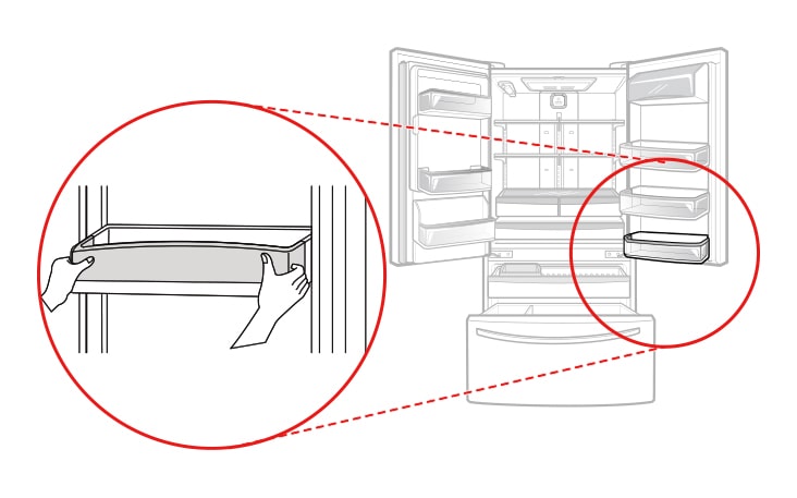 Il existe un panier situé au coin inférieur droit du compartiment du réfrigérateur.