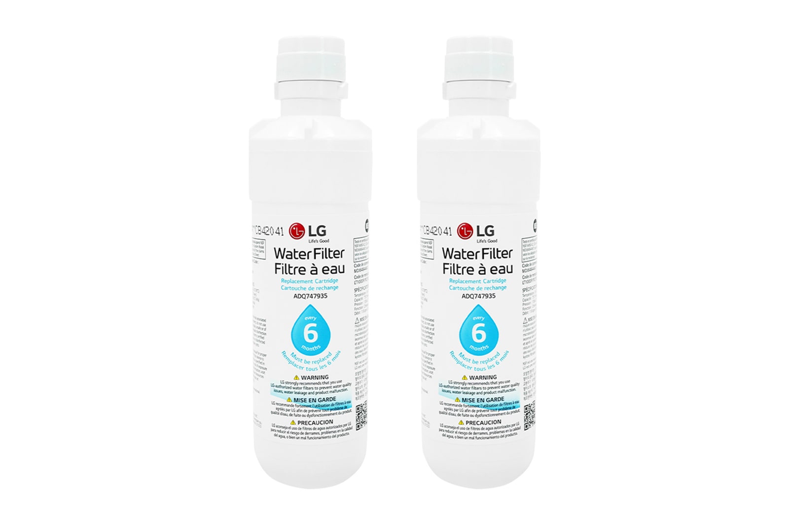 Vue avant de Filtre à eau LG LT1000P2 réfrigérateur (2 packs) AGF80300812