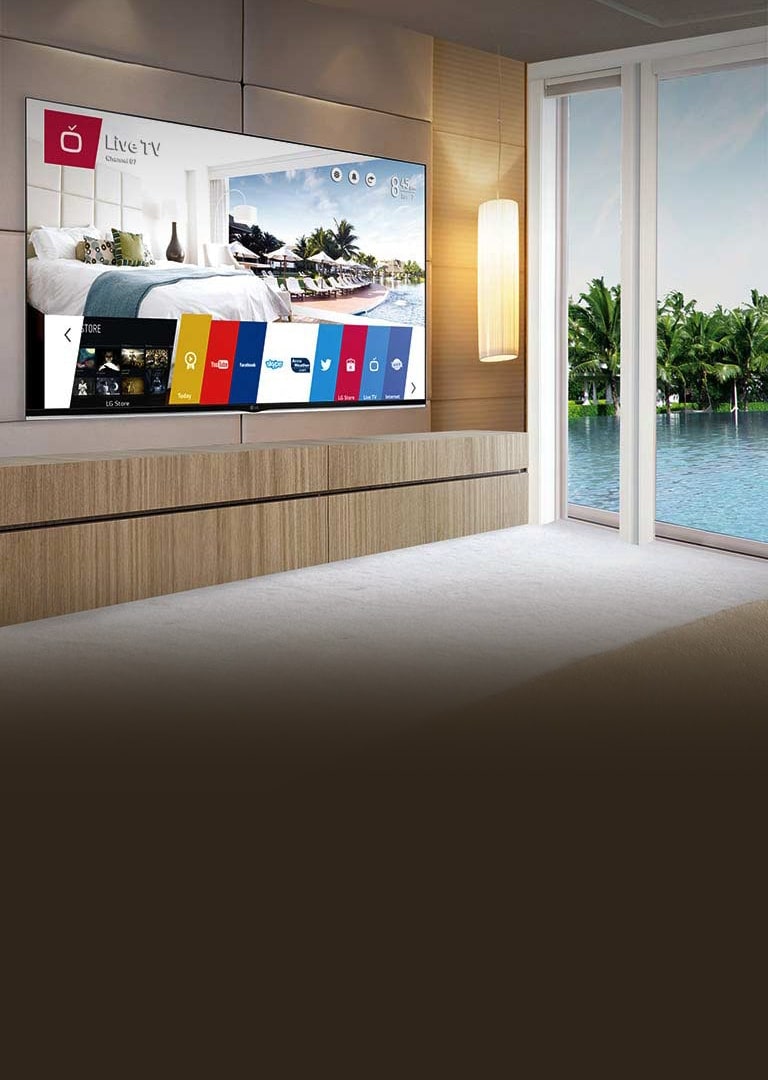 Téléviseur commercial Smart de LG dans une chanbre d'hôtel dans les tropiques