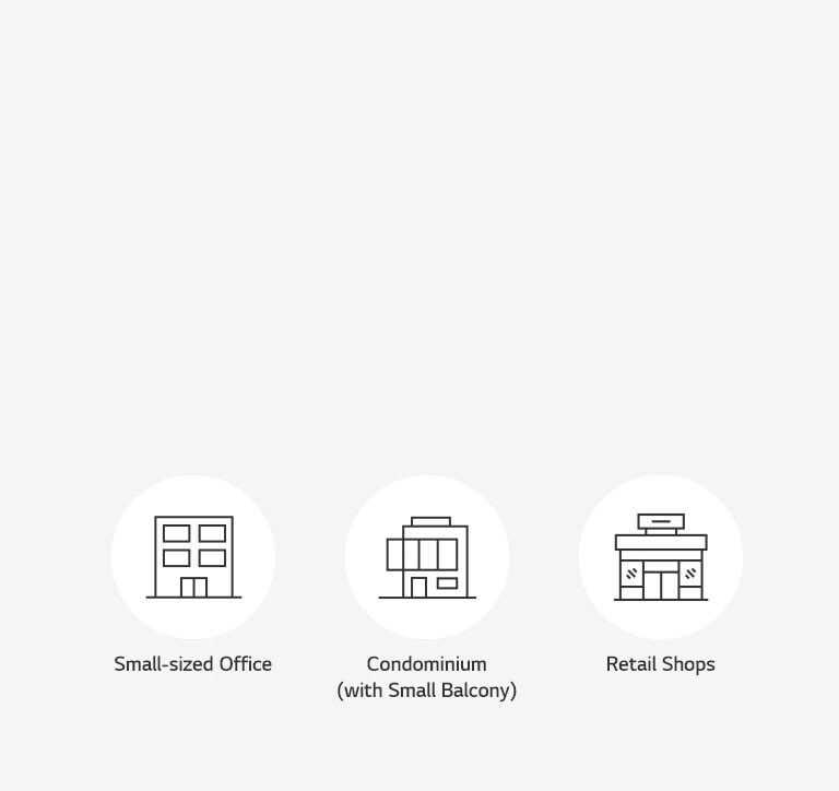 Image illustrant les espaces où le Multi V S peut être installé, sous forme d’icônes.
