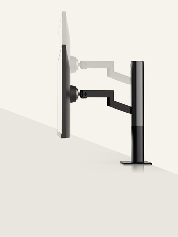 Schéma du support de moniteur LG avec mouvement vertical, illustrant le réglage de la hauteur.