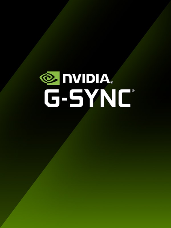 Image de moniteur gaming LG avec logo NVIDIA G-SYNC sur fond noir, illustrant un jeu synchronisé.