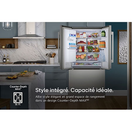 L'intérieur du réfrigérateur LG LF24Z6530S, montrant son design Counter-Depth MAX™ offrant une apparence encastrée avec une capacité de 24 pi³.
