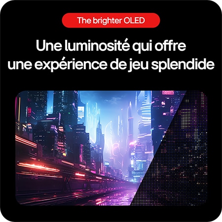 Moniteur Gaming LG UltraGear 32GS95UE-B, offrant de la brillance pour un jeu magnifique grâce à une luminosité élevée et un contraste détaillé dans chaque scène.