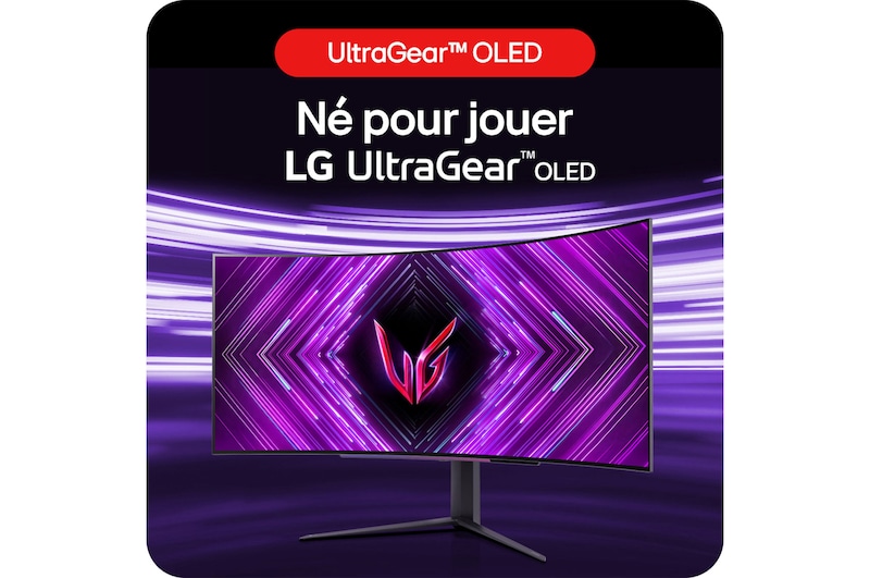 Moniteur Gaming LG UltraGear 45GS96QB affichant l'écran UltraGear™ OLED, spécialement conçu pour des expériences de jeu immersives.