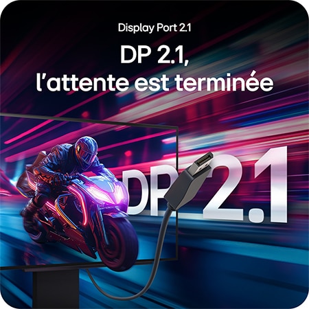 Moniteur LG 27GX790A mettant en avant la connectivité Display Port 2.1, offrant un transfert de données ultra-rapide et des performances de jeu maximales.