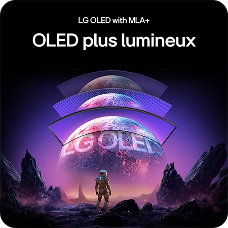 Moniteur LG 34GX900A mettant en avant la technologie LG OLED avec MLA+, offrant l'image OLED la plus lumineuse avec un contraste supérieur pour une qualité visuelle exceptionnelle.