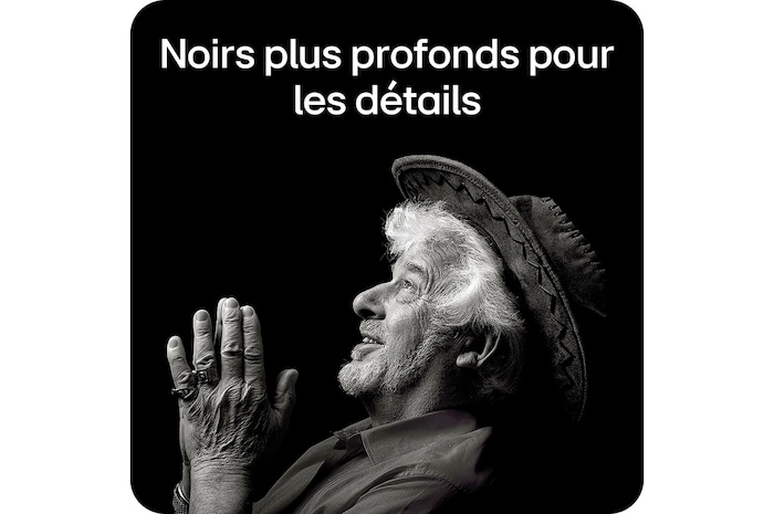 Moniteur LG 27U730A produisant un noir plus profond et un contraste exceptionnel pour représenter clairement les détails fins dans les images en noir et blanc.