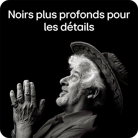 Moniteur LG 27U730A produisant un noir plus profond et un contraste exceptionnel pour représenter clairement les détails fins dans les images en noir et blanc.