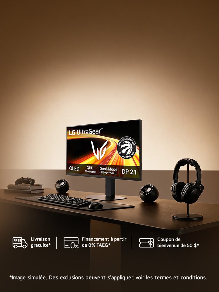 Moniteurs de jeu UltraGear™ à partir de 189,99 $. Vitesse fulgurante avec un taux de rafraîchissement jusqu’à 540 Hz.