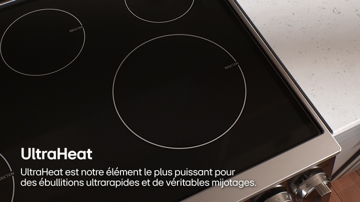Table de cuisson LG avec élément UltraHeatMC de 3,9 kW pour une ébullition rapide et un mijotage précis.