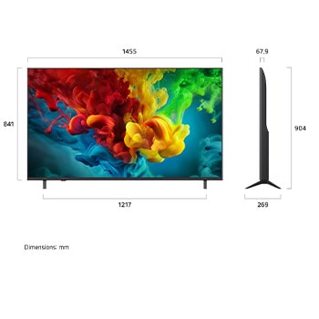 LG QNED evo AI QNED82 Mini LED with Dynamic QNED Color Pro fills the screen with vivid, fluid bursts of multicolored, paint-like motion, showcasing enhanced color vibrancy certified for 100% Color Volume.