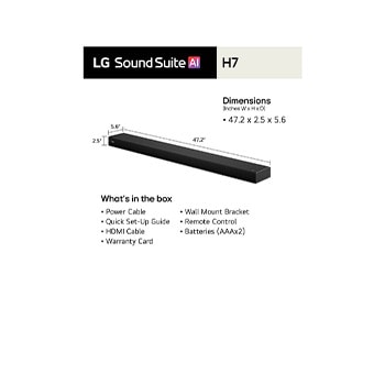LG Barre de son H7 du système Sound Suite : Barre de son tout-en-un pour un son spatial 9.1.6 – dotée de la technologie Dolby Atmos FlexConnect, H7
