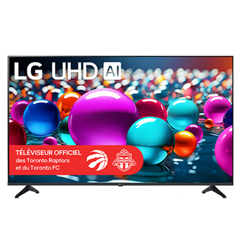 Vue avant de 50 pouces LG UHD AI UA75 4K Smart TV 2025 50UA7500ZUA