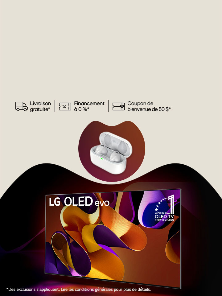 Obtenez une paire d'écouteurs LG gratuite à l'achat d'un téléviseur LG OLED evo G4 éligible