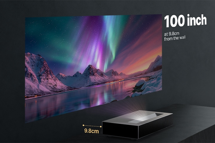 Vidéo du projecteur LG CineBeam démontrant sa fonction de tir ultra court.
