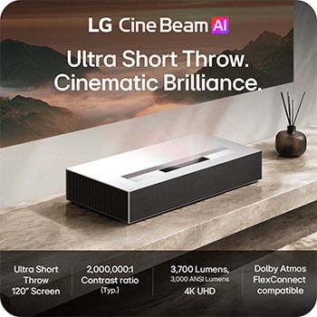 key visual image of LG CineBeam AI projector highlighting main features