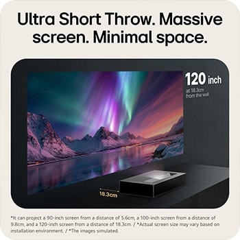 image of LG CineBeam HU925V featuring ultra short throw for a big screen from inches away