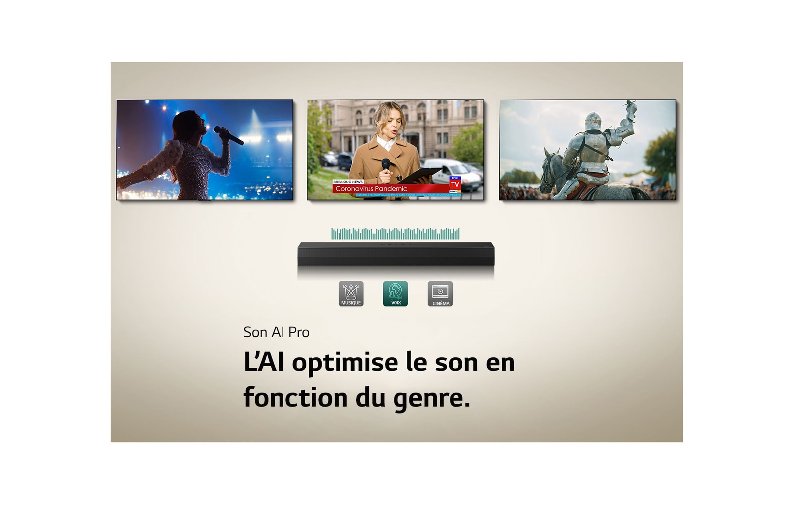Carte de l’APU : Le son IA Pro optimise le son en fonction du genre.