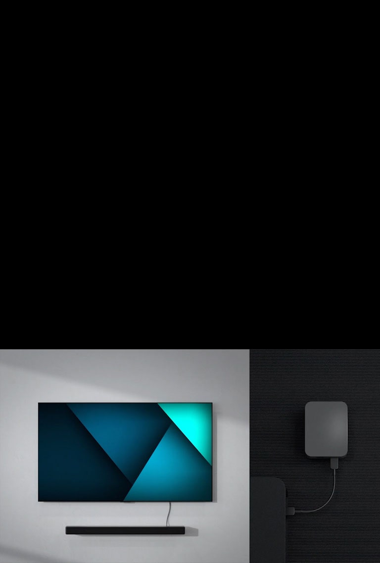 La vidéo montre que la barre de son SC9S de LG peut être connectée au téléviseur sans fil est disponible sur le côté droit.