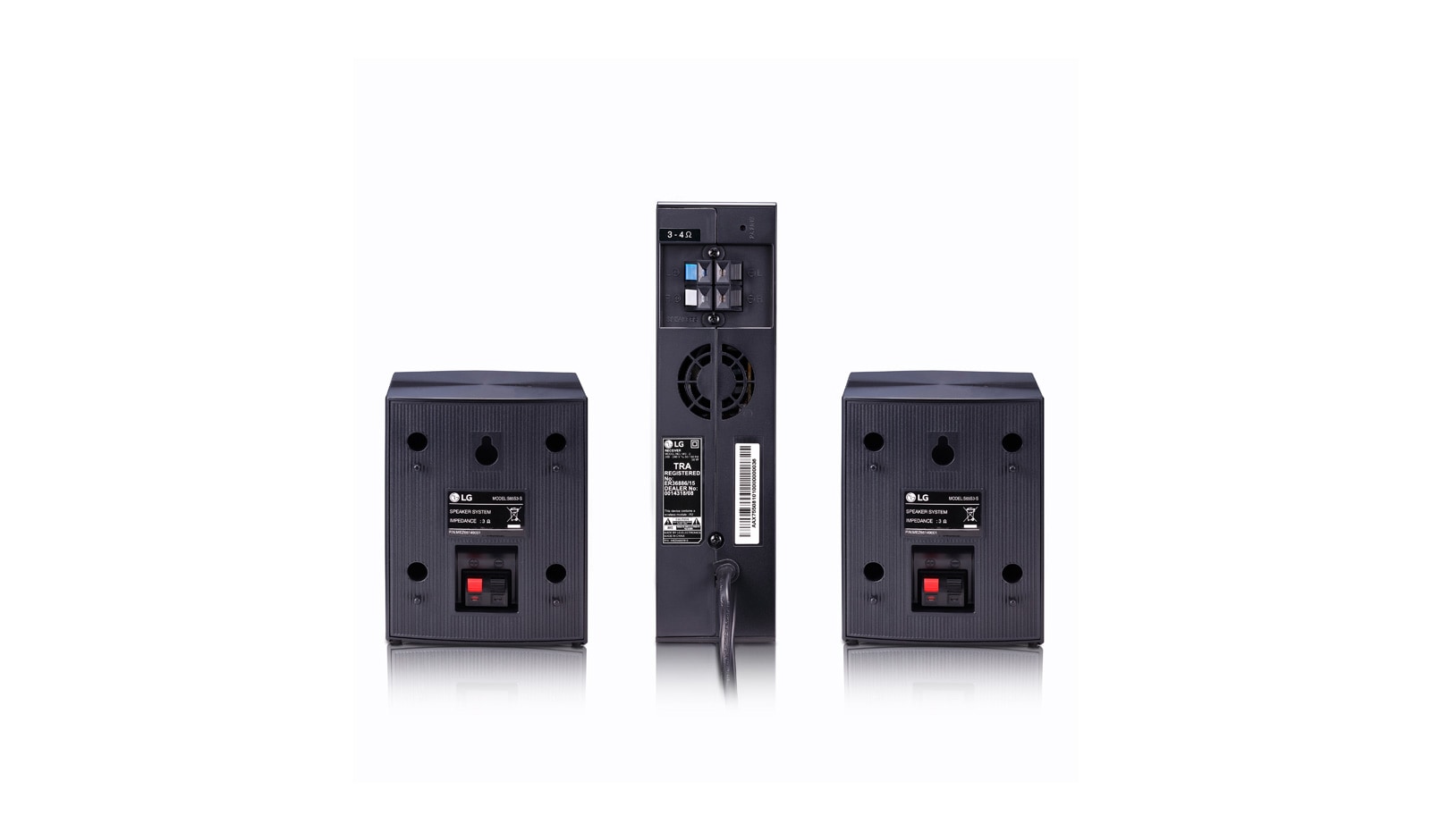 LG Barre de son ambiophonique à 4.1 canaux avec haut-parleurs ambiophoniques sans fil, SJ4R