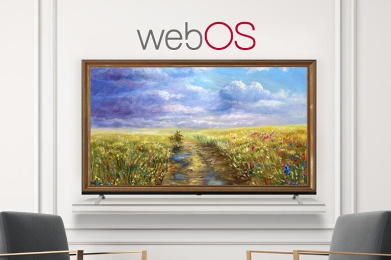 Un téléviseur affiche une œuvre d’art en mode Galerie au moyen de la technologie webOS 5.0.