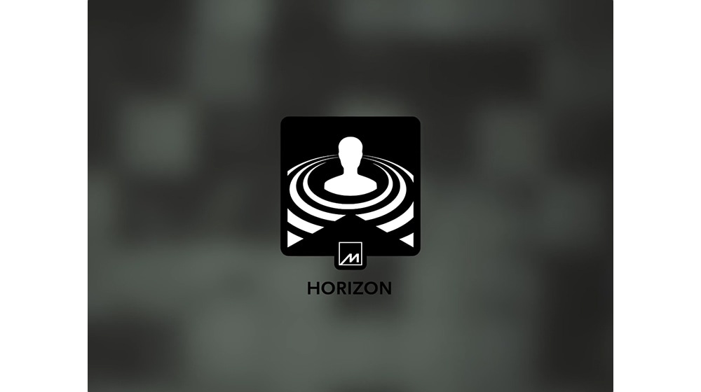 L’infographie Horizon de Meridian est visible. Il s’agit d’ondes sonores qui entourent une personne.
